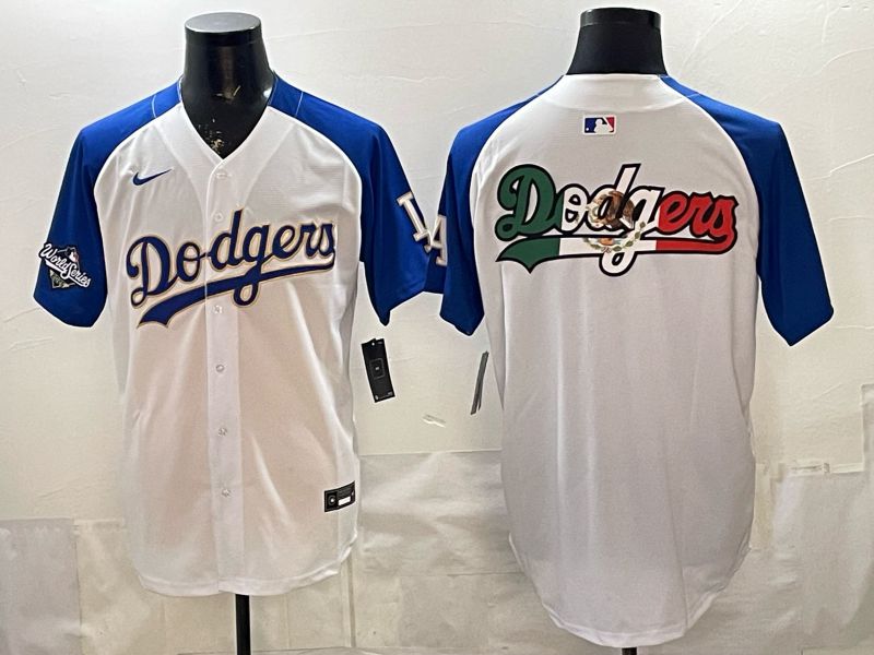 2026 Men Nike Los Angeles Dodgers Blank White blue Game MLB Jersey 006